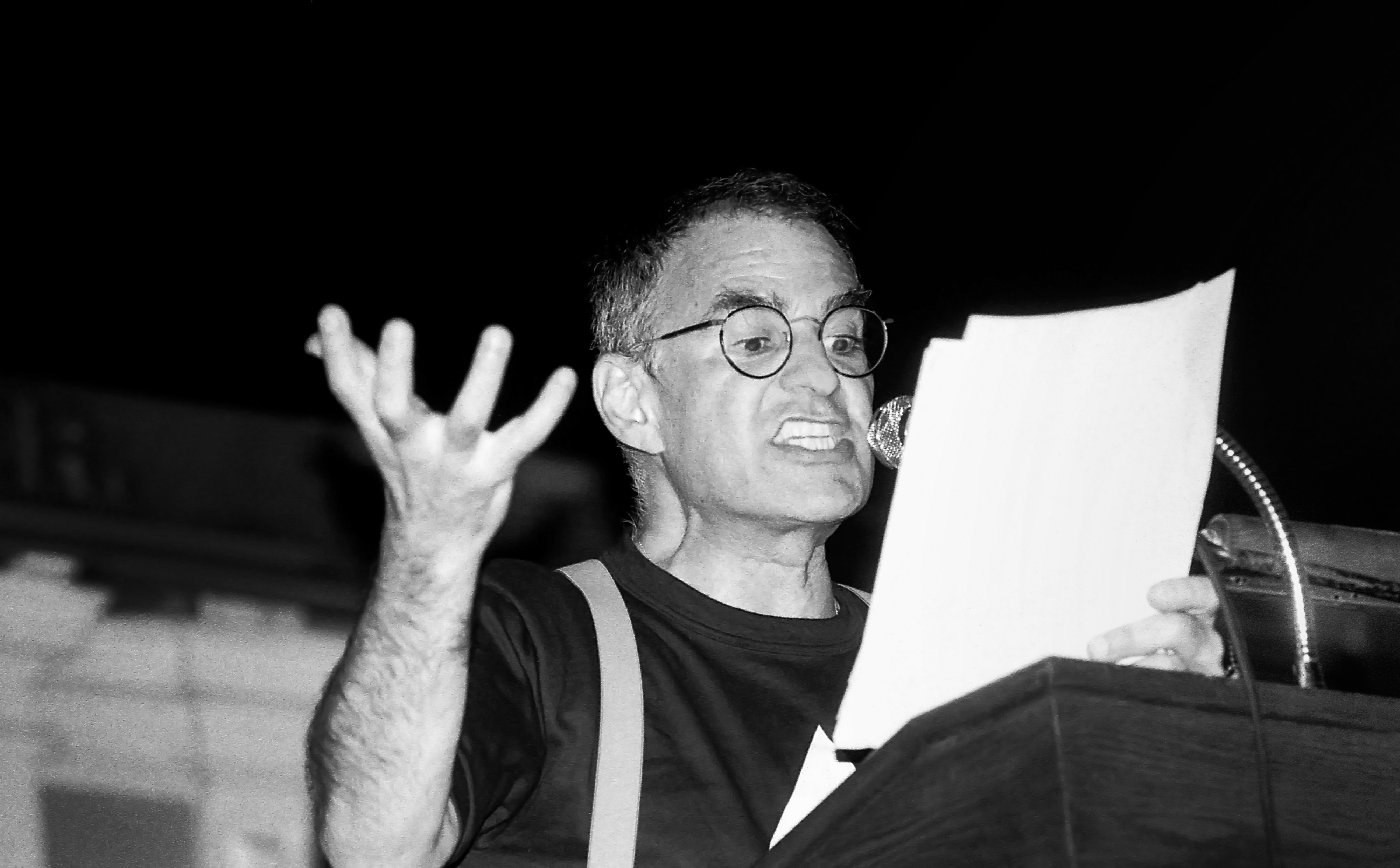 Larry Kramer speaking at a Boston Gay Town Meeting 6.9.87 at historic Faneuil Hall in Boston MA sponsored by the Boston Lesbian and Gay Political Alliance.