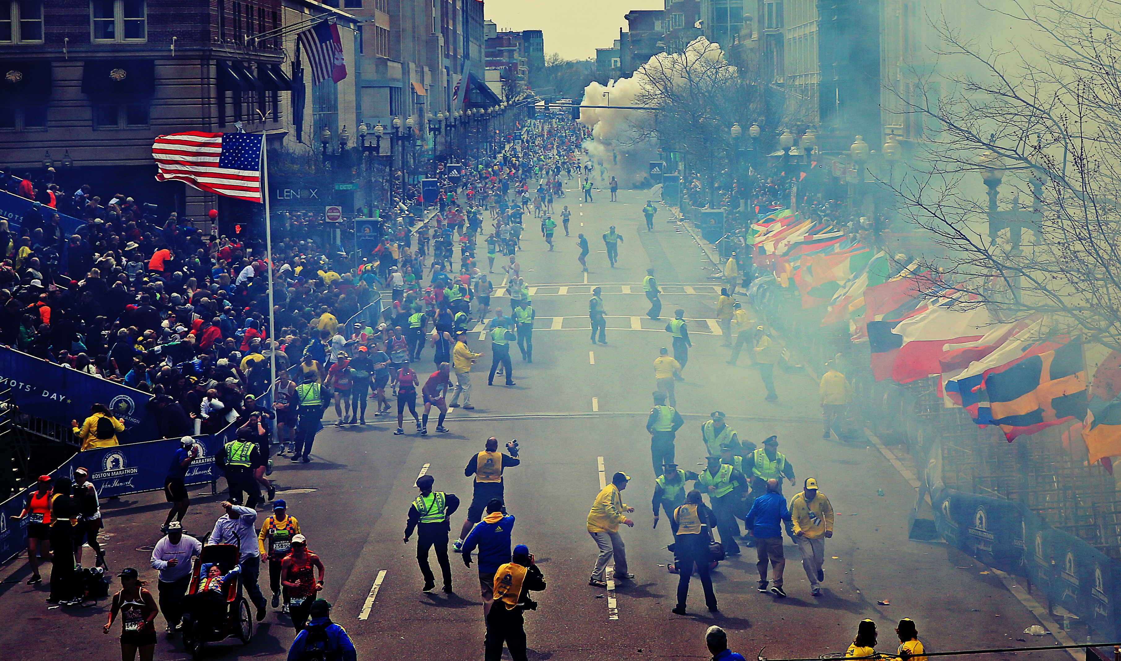 FILE - A plume of smoke rises from an explosion near the finish line of the 2013 Boston Marathon in Boston on Monday, April 15, 2013. (AP Photo/The Boston Globe, David L Ryan) MANDATORY CREDIT: THE BOSTON GLOBE, DAVID L RYAN